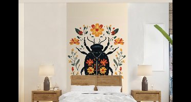 Behang - Fotobehang Bloemen - Oranje - Planten - Sierlijk - Breedte 120 cm x hoogte 240 cm