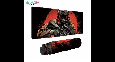 Gaming Mouse Pad met Elite Soldier Design – 800×300×2 mm - XXL – Antislip Rubber – Grote Bureau Muismat – Voor PC, Laptop & Gaming Setup