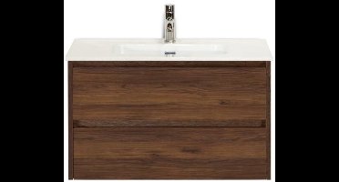 Dante Badmeubelset 80 cm - Walnoot - Keramische Wastafel Wit Cover