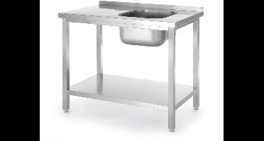 HENDI Spoeltafel met legplank 1000 x 600 x 850 mm van RVS voor horeca