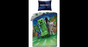 Minecraft Dekbedovertrek Nacht - Eenpersoons - 140 x 200 cm - Katoen