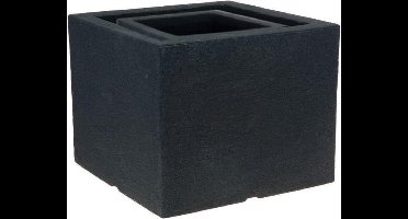 Nampook Bloempot Cube Set 30 En 40 Cm Kunststof Antraciet 2-delig