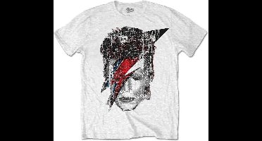 David Bowie - Halftone Flash Face Heren T-shirt - 2XL - Wit
