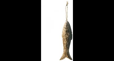 Houten visdecoratie groot, vishanger hout 29,5cm