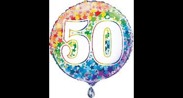 Sterren van de regenboog Nummer 50 Ronde Folie Ballon 18" Verpakte
