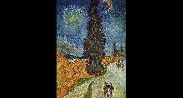 Kunstdruk Vincent Van Gogh - Landstrasse mit Zypresse und Stern 21x29,7cm