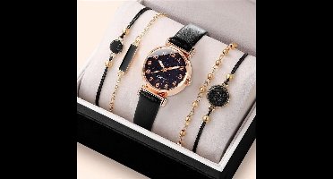 Horlogebox voor dames - geschenkdoos - cadeau set met horloge - oorbellen - ketting - armband - valentijn cadeautje voor haar - goud - silver