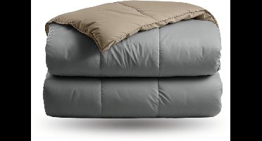 Zelesta Deluxe Duo Dream Anthracite & Taupe 200x200 - Dekbed zonder overtrek - Eco Cloud vulling - Wasbaar hoesloos dekbed - Vaste overtrek - Percal katoen dekbed - All Year Winterdekbed & Zomerdekbed