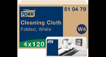 Tork 510479 4pk Cleaning Gevouwen Reinigingsdoek Wit W4, 4 x 120 doeken (510479)