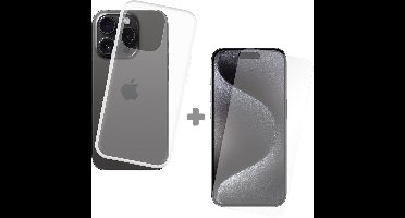 Just in Case soft TPU Hoesje + Tempered Glas Screenprotector geschikt voor iPhone 15 Pro - Transparant