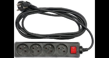Vorel 72630 Serie - Geaarde Stekkerdoos - 4 Stopcontacten - 1,5m - Zwart