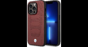 BMW iPhone 14 Pro Backcover hoesje - Red Leather Signature - Perforated Seats Design - Rood