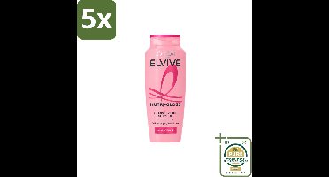 5 x L’Oréal Paris Elvive – Shampoo – Nutri Gloss – 200 ml - Wasstrips - Glans - Lang Haar - Haar Verzorging - Parelpoeder - Zijdezachte Finish