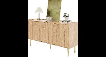Elegante houten schoenenkast met rotan deuren – 4 deuren, metalen frame en bovenplank voor stijlvolle en georganiseerde opbergruimte.