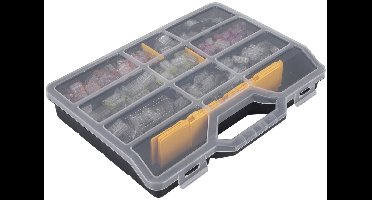 Q-Link Lasklem Assortiment Box 450-delig - 100x 2-polig, 100x 3-polig, 100x 4-polig, 100x 5-polig, 50x 8-polig - Voor Massieve Draad van 0,5 tot 2,5 mm² - Kunststof - Grijs