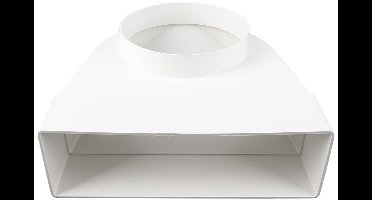 Starx Overgangstuk Rond-Vierkant - Haaks 90 Graden Verloopstuk - Geschikt voor Rookgasafvoer - Van Ø125 mm naar 204 x 60 mm - Vervaardigd uit Kunststof - Kleur Wit