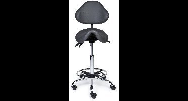 Ergonomische Zadelkruk met Rugleuning Expert Grijs op Wielen Standaard uitvoering (50-68cm) / Zonder voetensteun / Voetdoppen