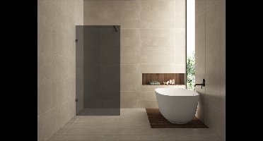 Wiesbaden Less Inloopdouche 90 x 200 cm Rookglas - Mat Zwart