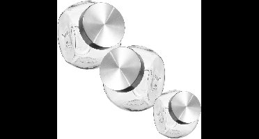 Secret de Gourmet Set van 3x snoeppotten - voorraadpotten - glas - 650 ml - 1500 ml - 2100 ml - Luchtdichte sluiting