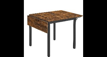 Sierra Eettafel, eettafel, inklapbare keukentafel voor 2-4 personen, voor kleine ruimtes, vintage bruin-zwart KDT077B01