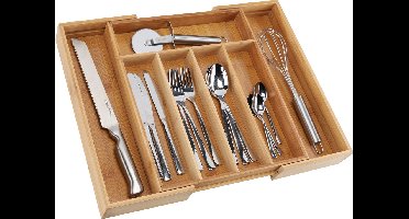 2x stuks hi bestekbak - uitschuifbaar - 31-48 x 37 x 5 cm - bamboe - besteklade