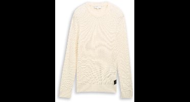 Tom Tailor Denim - Gebreide trui met ronde hals - Maat S - Wool White