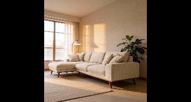 Giga Meubel Chaise Longue Bank Harper Silencio Beige – Links – 3-Zits – Stof – 283x170x86 cm