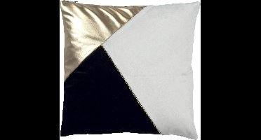 WENDY - Kussenhoes zwart wit goud 50x50 cm - Exclusief binnenkussen