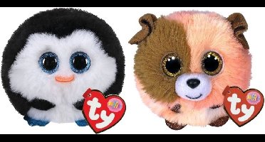 Ty - Knuffel - Teeny Puffies - Waddles Penguin & Mandarin Dog