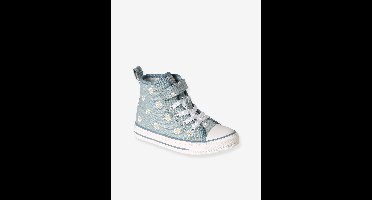 Synthetische hoge baskets voor kinderen jeansblauw
