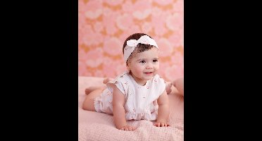 3-delige set met short, shirt en haarband ecru