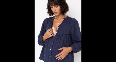 Zwangerschaps- en voedingsblouse leiblauw