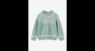 Jacquard trui met lange mouwen meisje saliegroen