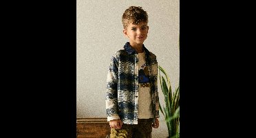 Jongens overhemd met sherpa voering marineblauw