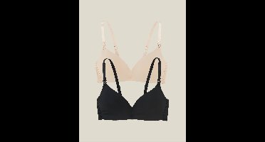 Set met 2 voedingsbeha's van microvezel set met 2 bh's nude + zwart