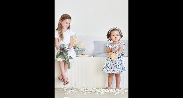 Feestelijke babyjurk met bloemen wit met print