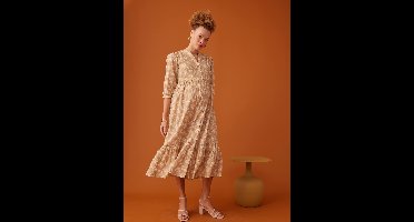 Lange jurk met knopen bohemian stijl ENVIE DE FRAISE geel