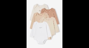Set met 5 rompertjes 5 lange mouwen BASICS baby met Amerikaanse mouwgaten van biokatoen veel wit