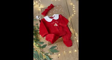 Baby Weihnachts-Geschenkset: Strampler & Haarband Oeko-Tex rood