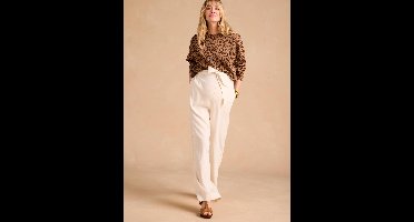 Ruime zwangerschapsbroek ENVIE DE FRAISE van lichte stof met linnen beige