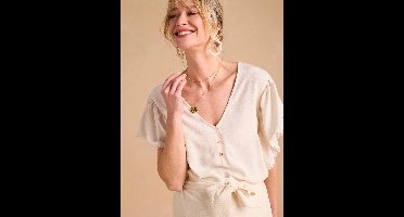 Zwangerschaps- en voedingsblouse met linnen ENVIE DE FRAISE beige