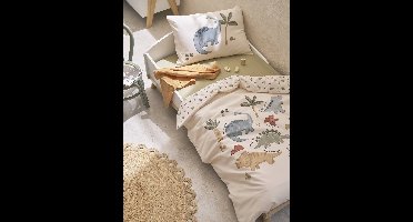 Dekbedovertrekset + kussensloop baby MINISAURUS ecru