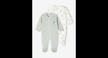 2-delige babyset in fluweel/velours blauwgroen