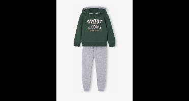 Sportieve set voor jongens met sweater met capuchon en print + effen joggingbroek korstmos