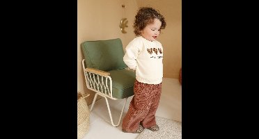 Babybroek van ribfluweel met "luipaard" riem om te knopen terracotta