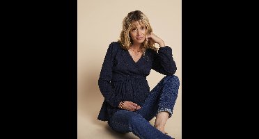 Geborduurd blouseshirt voor de zwangerschap en borstvoeding ENVIE DE FRAISE marineblauw