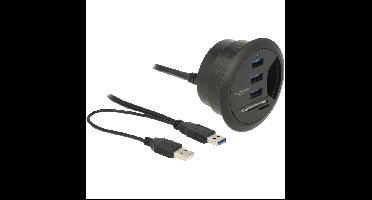 DeLOCK In-Desk Hub 3 Port USB 3.0 + 2 Slot SD Card Reader kaartlezer