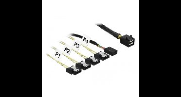DeLOCK Mini SAS HD SFF-8643 naar 4x 7-pin SATA (male) reverse + Sideband kabel
