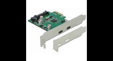 DeLOCK PCIe x1 naar 2x externe SuperSpeed USB-C 3.2 Gen 1 usb-controller
