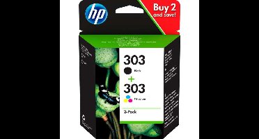 HP 303 zwarte/drie-kleuren inktcartridges - 2-pack